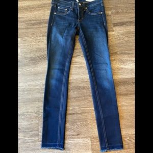 RAG & BONE Ankle Skinny Jeans, distress hem line